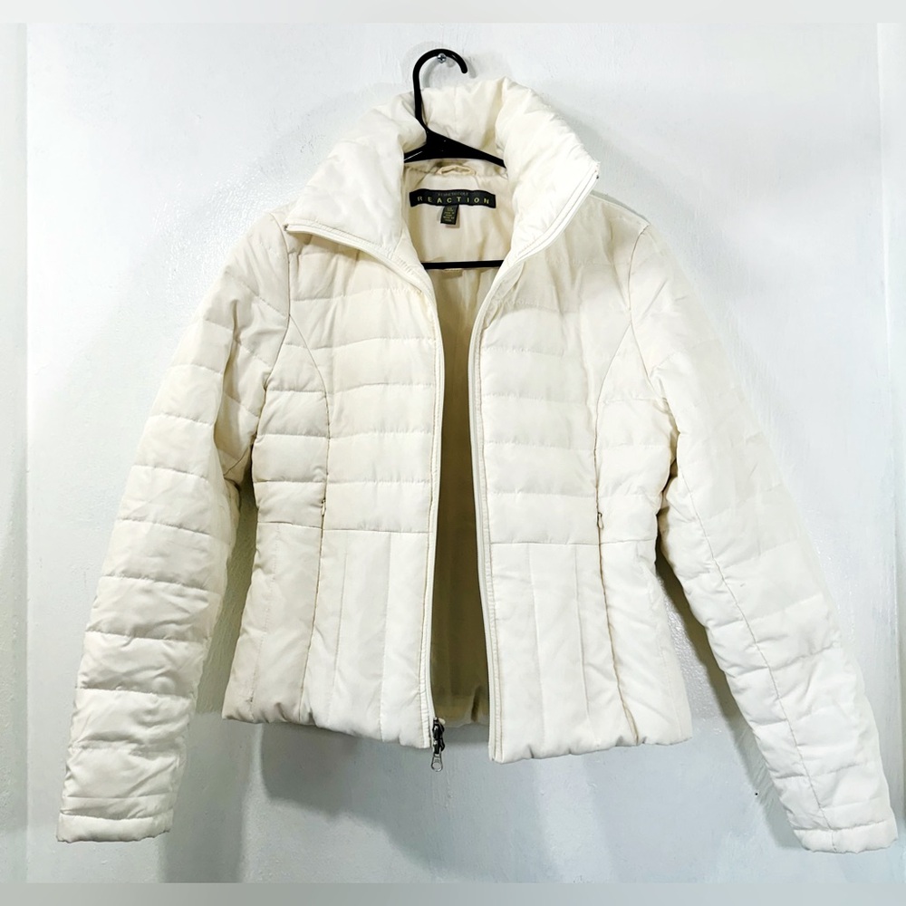 60% Down Kenneth Cole Reaction zip up cream colored puffer.Size S
